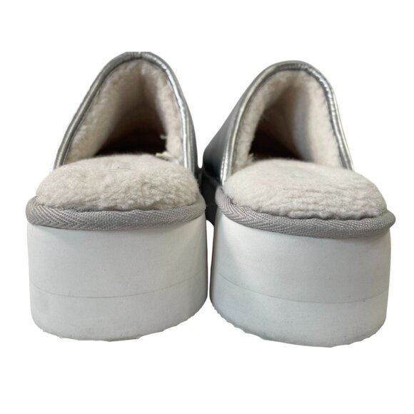 Maeve Puffy Platform Slippers Womens L 10 11 Silver Slip On Slide Puffer Quilted - Picture 7 of 13